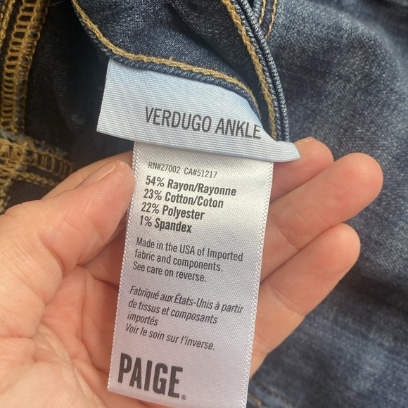 PAIGE Verdugo Ankle Skinny Jeans Denim Button Front Size 29 - Picture 7 of 7